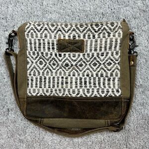 Myra Bag Elfin Leather Canvas Adjustable Shoulder Straps Rugged Western Chic